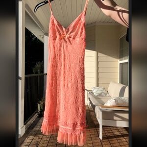 Light Orange All Lace Victoria's Secret Slipwith Bows and Ruffle